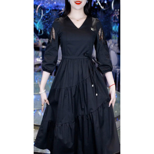 zp565-Women's Fashionable Waist Slimming Plus Size Dress