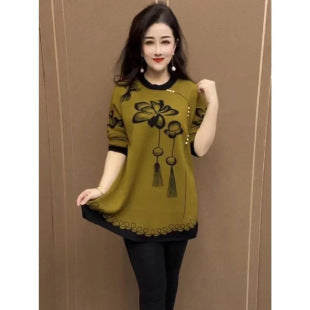 Women's autumn and winter knitted loose mid-length sweater