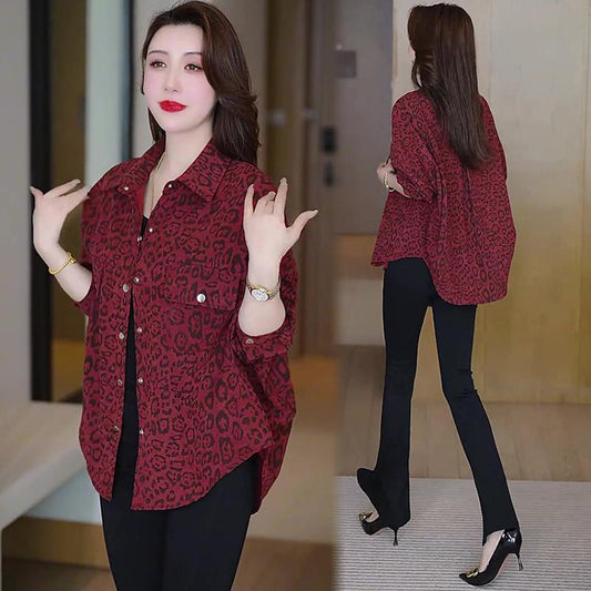 zp574-Ladies new fashion leopard print thin shirt
