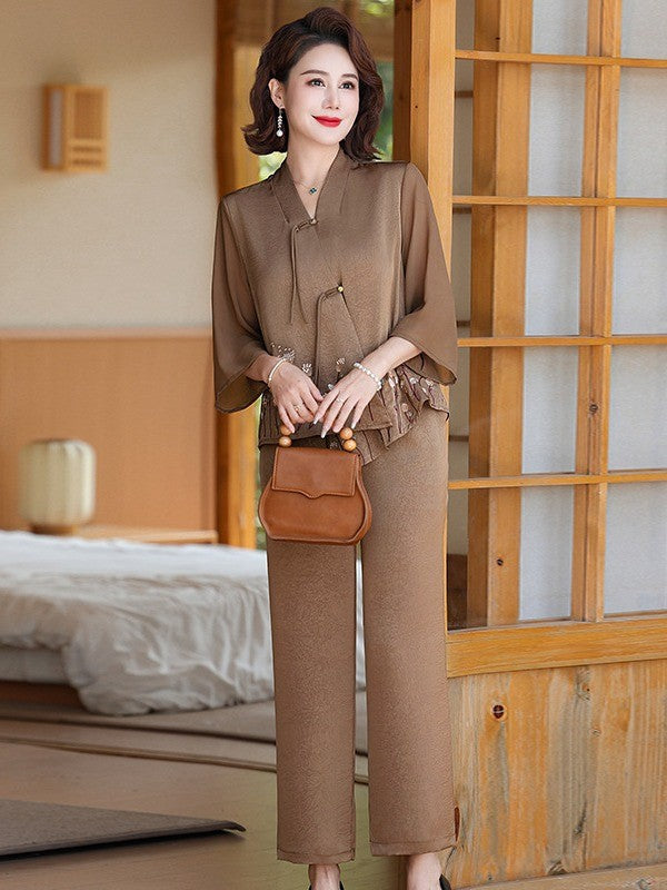 Summer loose fashion suits for middle-aged and elderly women