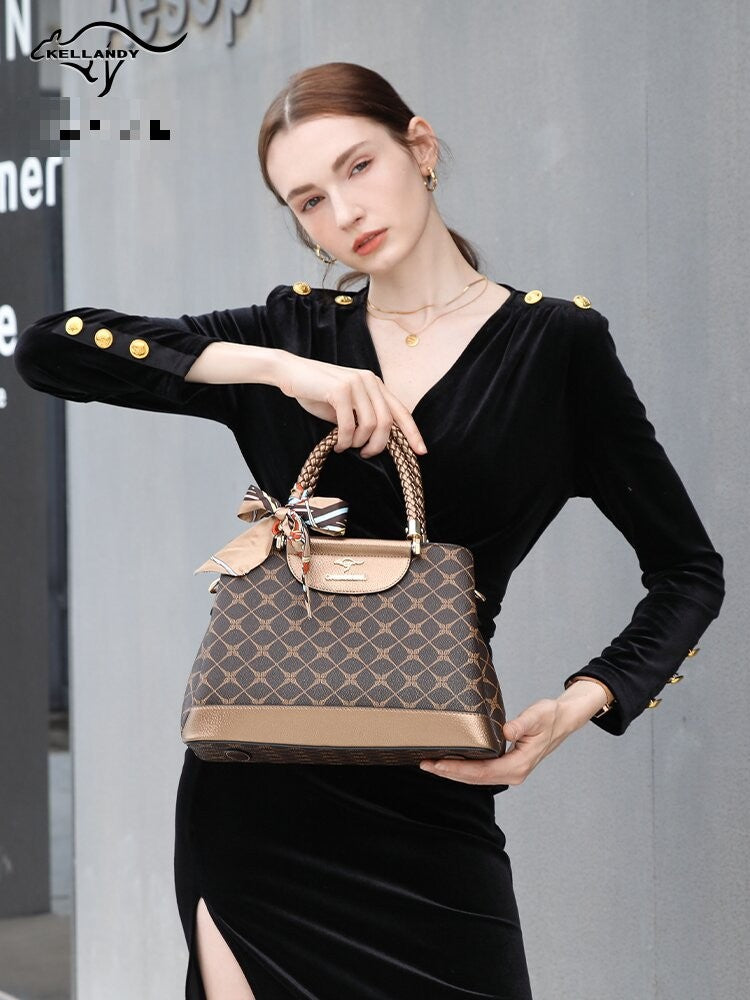 Women's soft leather large capacity shoulder messenger bag