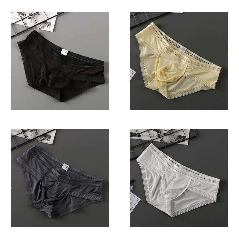 luu276-Summer ultra-thin lace ice silk panties for men