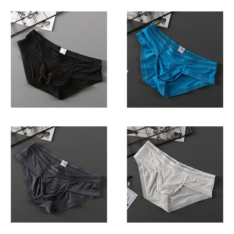 luu276-Summer ultra-thin lace ice silk panties for men