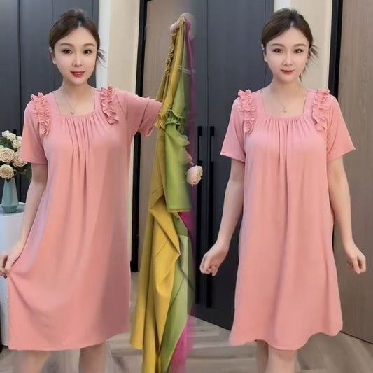 zp595-Ladies summer thin short sleeve nightdress