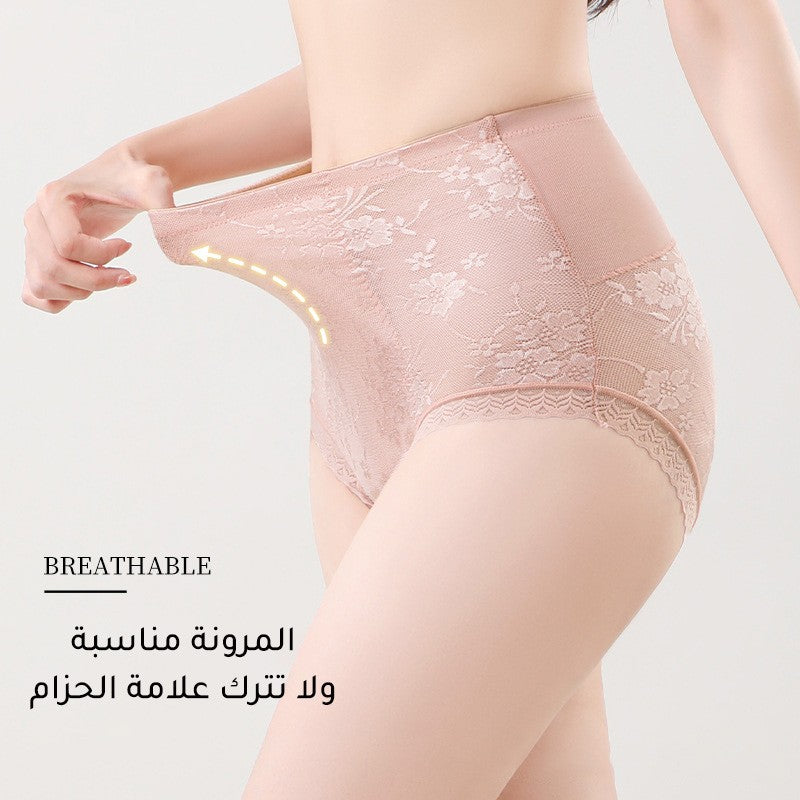High waist tummy tuck lace sexy women's briefs