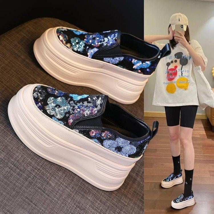 Women's summer casual sequined height increasing shoes