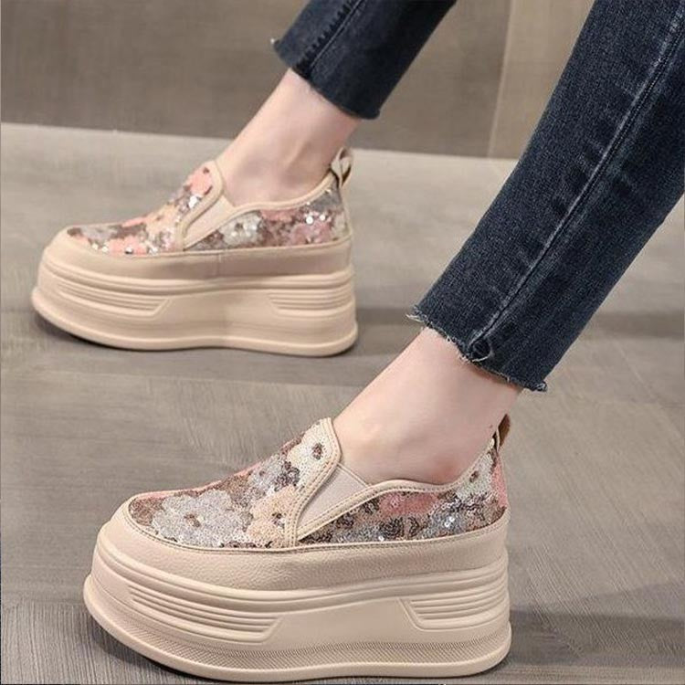 Women's summer casual sequined height increasing shoes