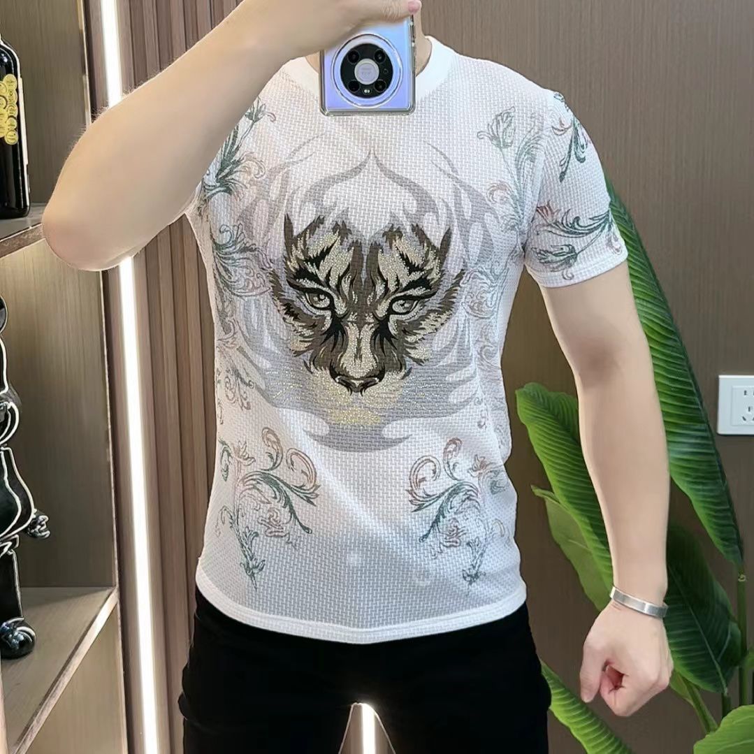 cf336-Men's seasonal personalized print short-sleeved T-shirt