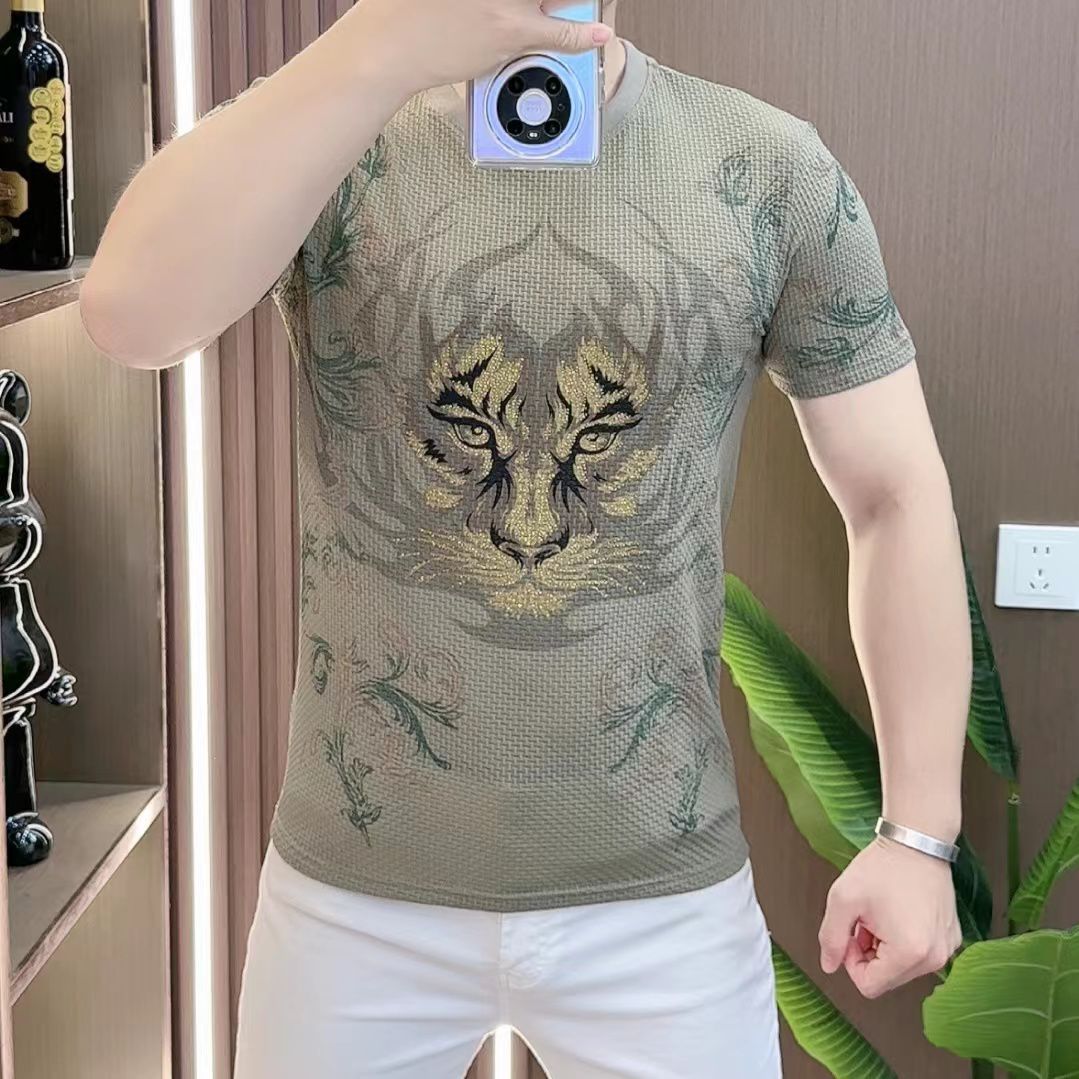cf336-Men's seasonal personalized print short-sleeved T-shirt