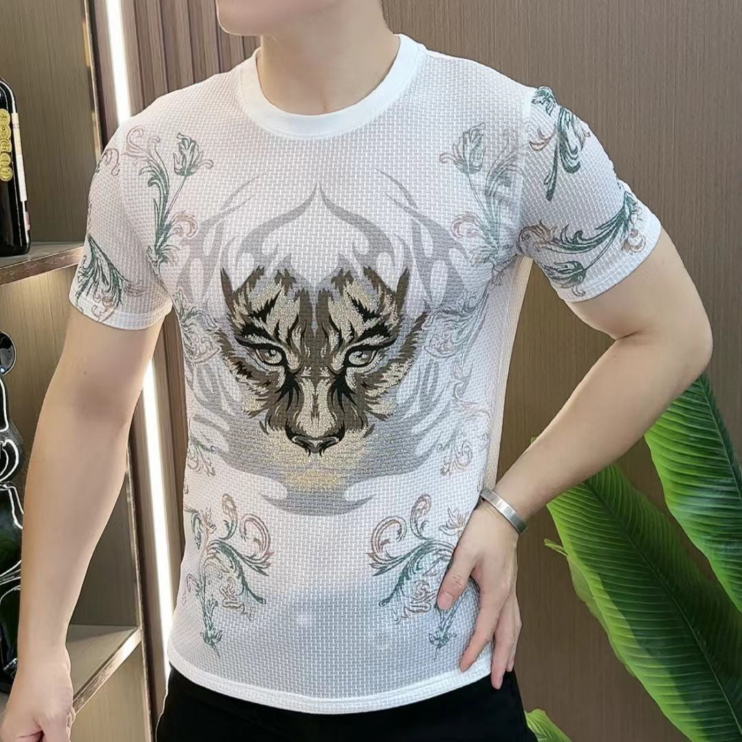 cf336-Men's seasonal personalized print short-sleeved T-shirt