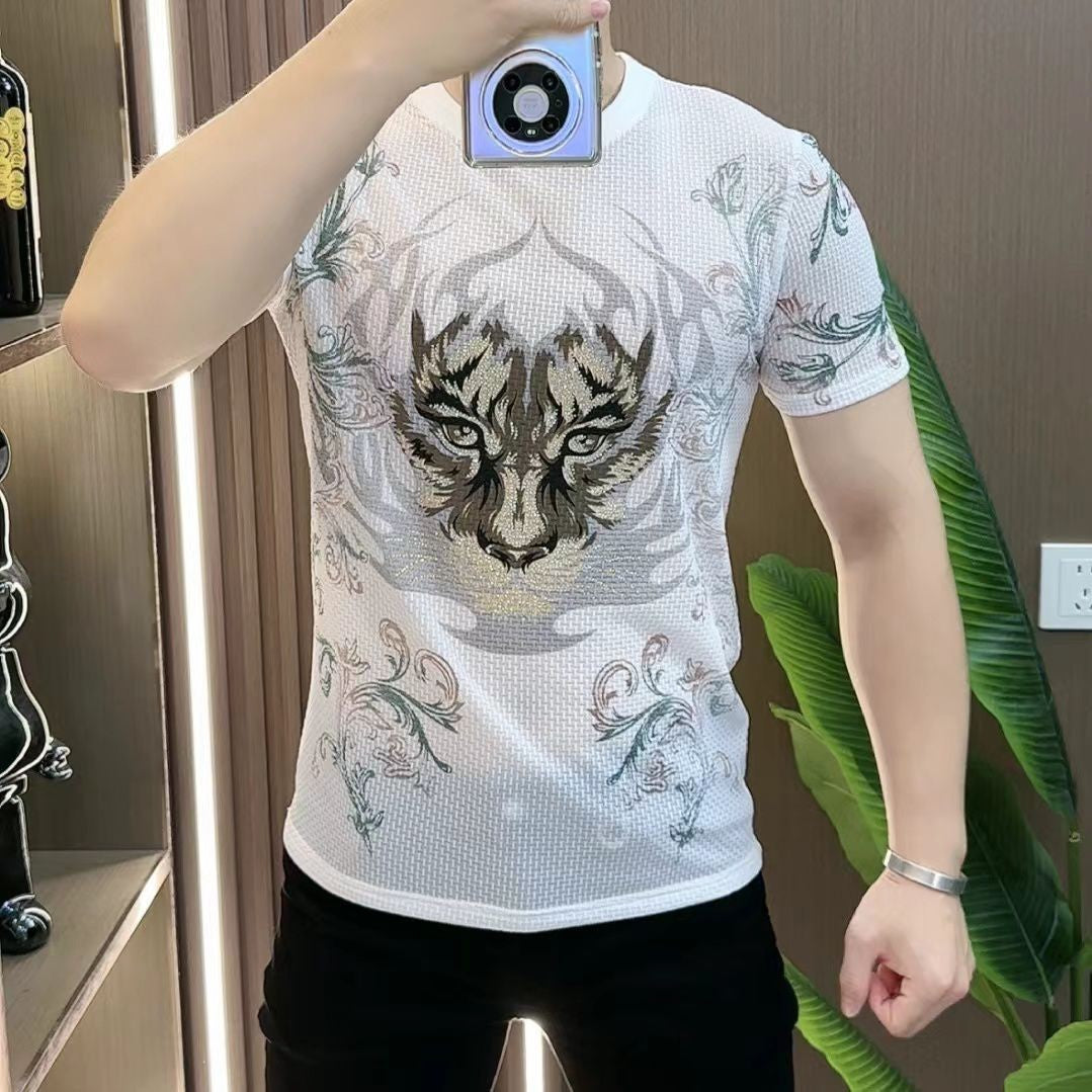cf336-Men's seasonal personalized print short-sleeved T-shirt