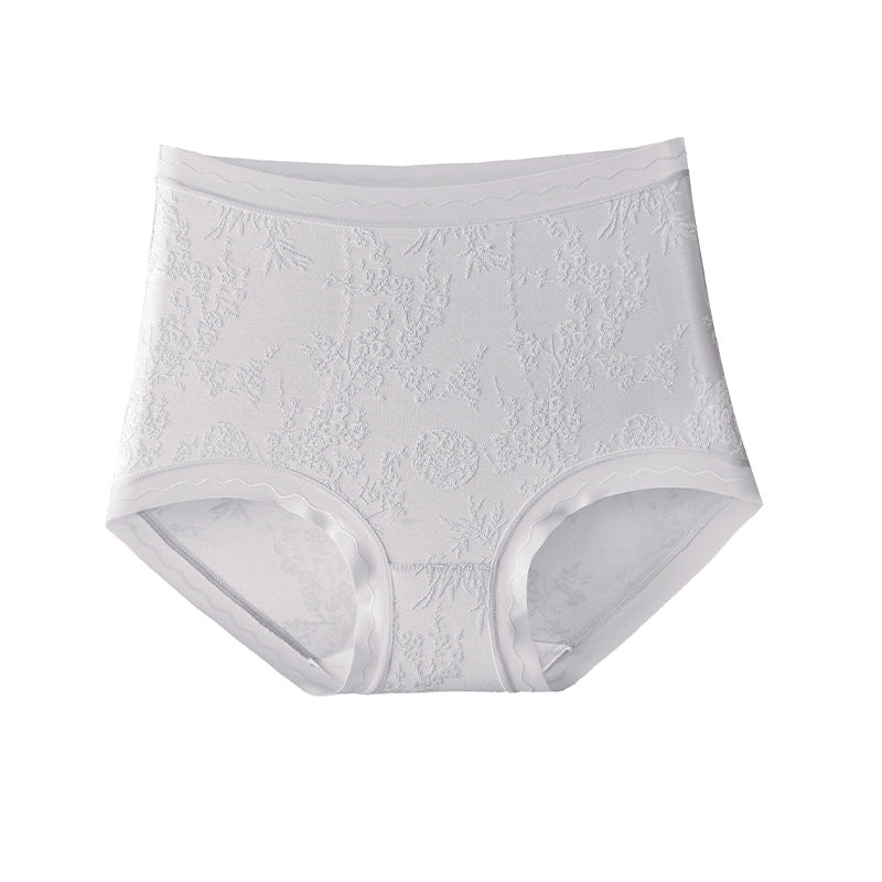 Women's lace mid-high waist antibacterial mulberry silk underwear