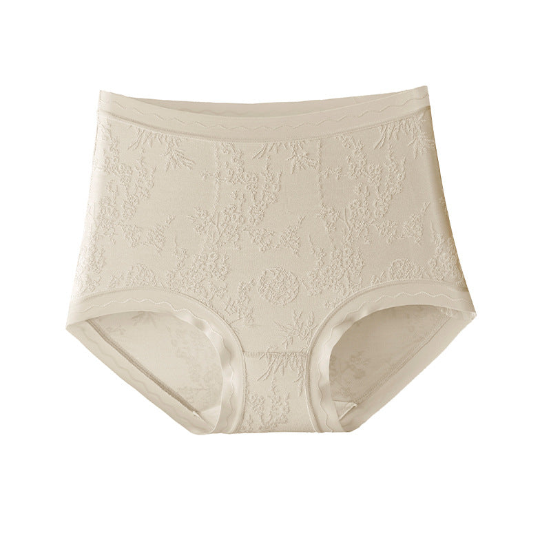 Women's lace mid-high waist antibacterial mulberry silk underwear