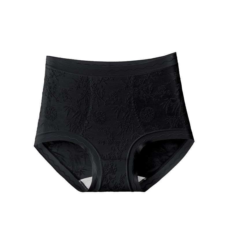 Women's lace mid-high waist antibacterial mulberry silk underwear