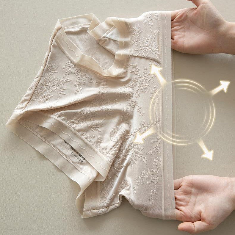 Women's lace mid-high waist antibacterial mulberry silk underwear