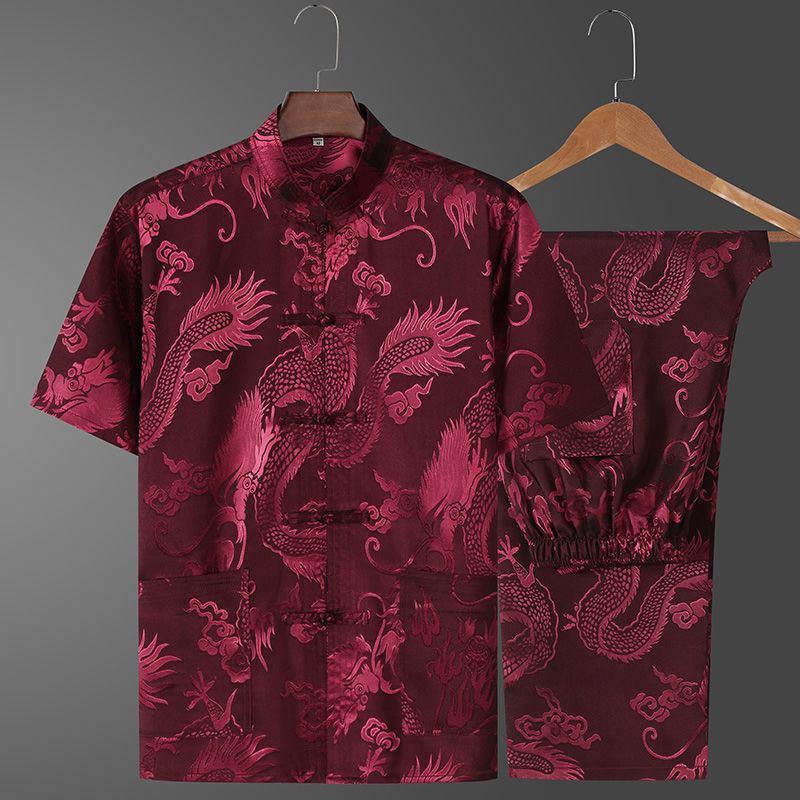 Men's Ice Silk Embroidered Outfit