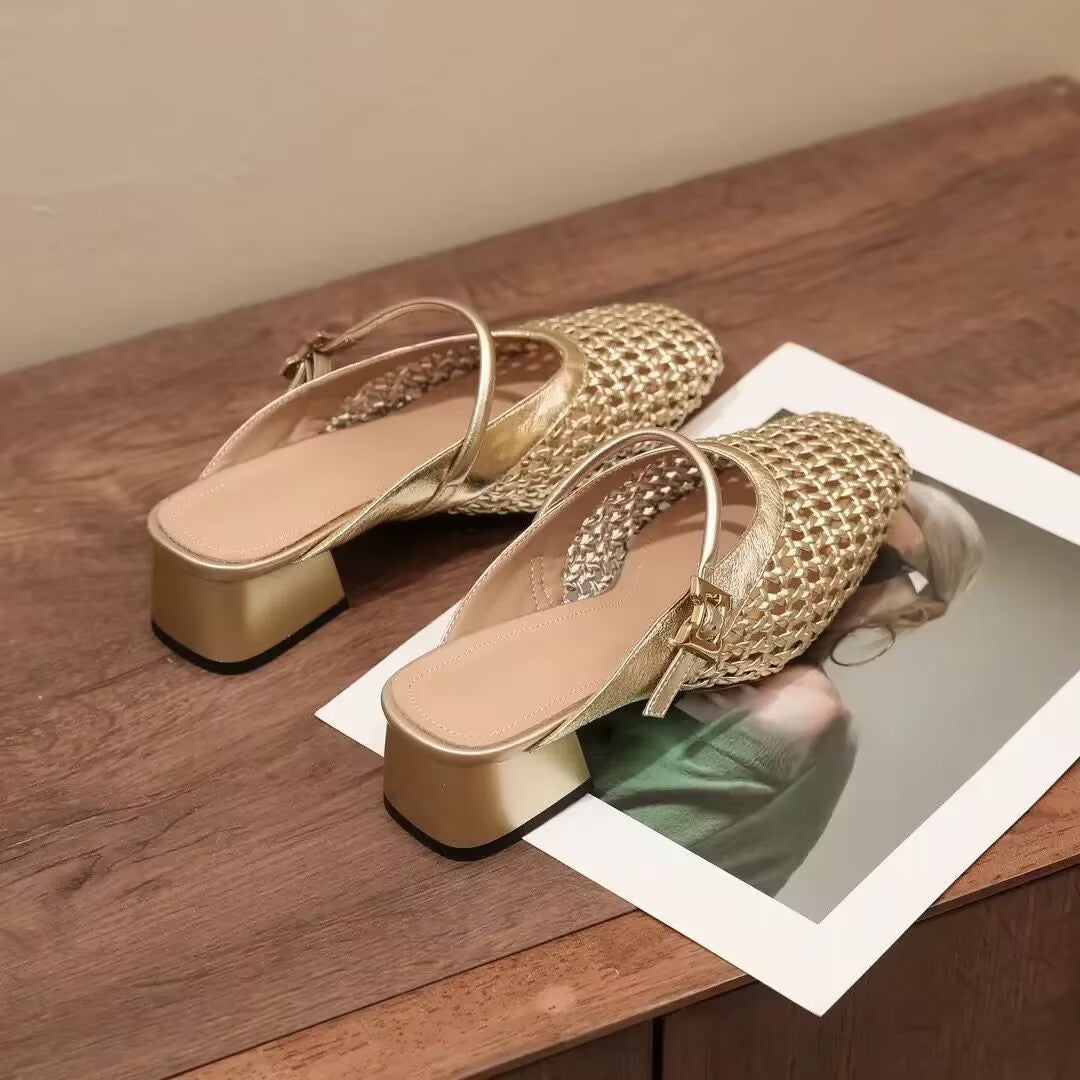 New woven hollow bag minimalist style ladies summer sandals