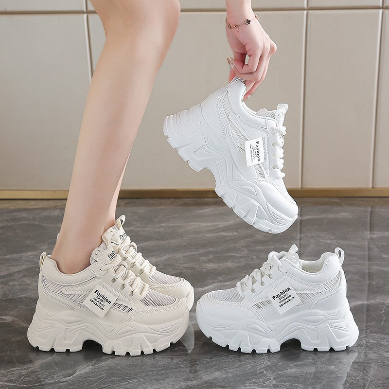 New summer mesh breathable height-enhancing women's sports shoes