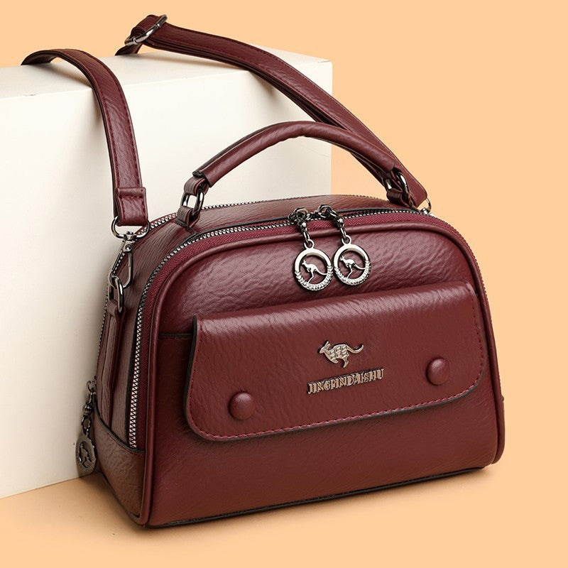zp620-Retro soft leather texture handbag for women