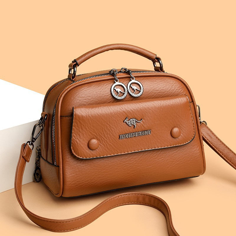 zp620-Retro soft leather texture handbag for women