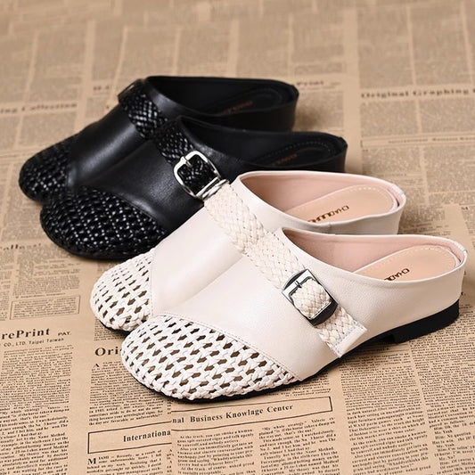 zp625-Women's summer hand-woven hollow half slippers