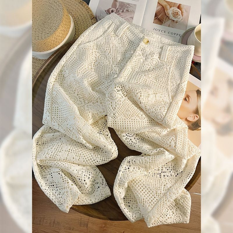Women's Fashion Hollow Lace Wide Leg Pants