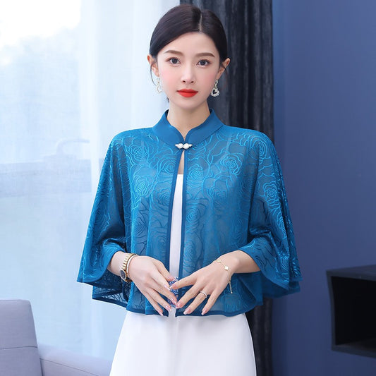 zp628-Women's Fashion Ice Silk Mesh Sunscreen Shawl