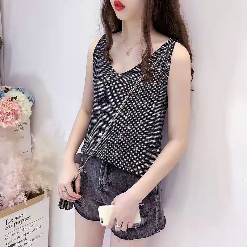 zp629-Women's ice silk diamond camisole