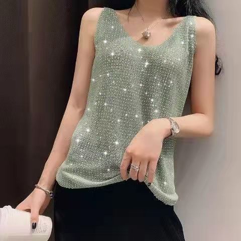 zp629-Women's ice silk diamond camisole
