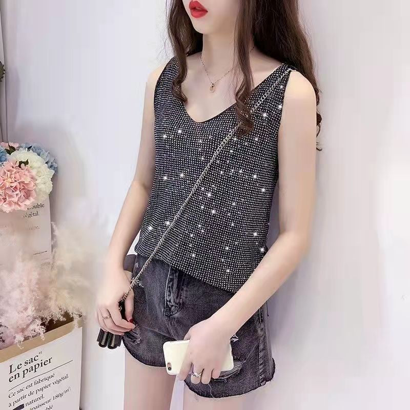 zp629-Women's ice silk diamond camisole