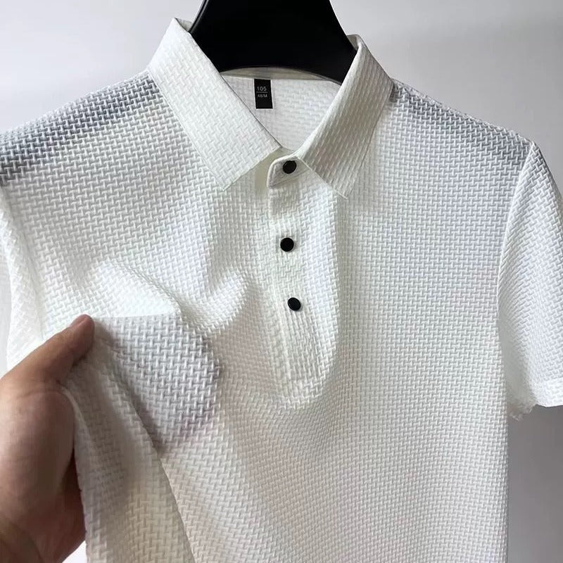 Men's jacquard mesh ice silk simple T-shirt