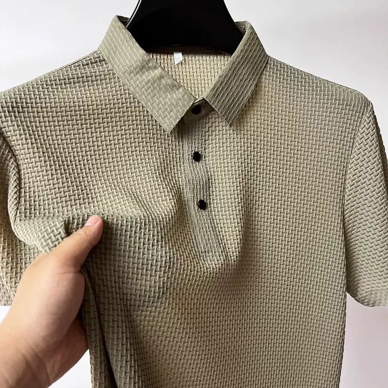 Men's jacquard mesh ice silk simple T-shirt