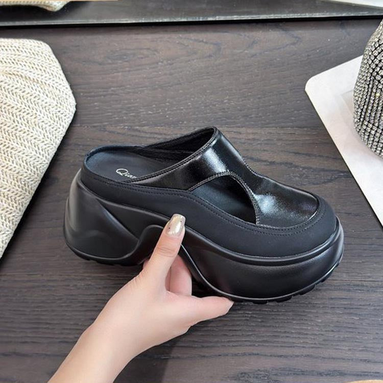 zp635-Women's summer hollowed-out height-enhancing slip-on sandals