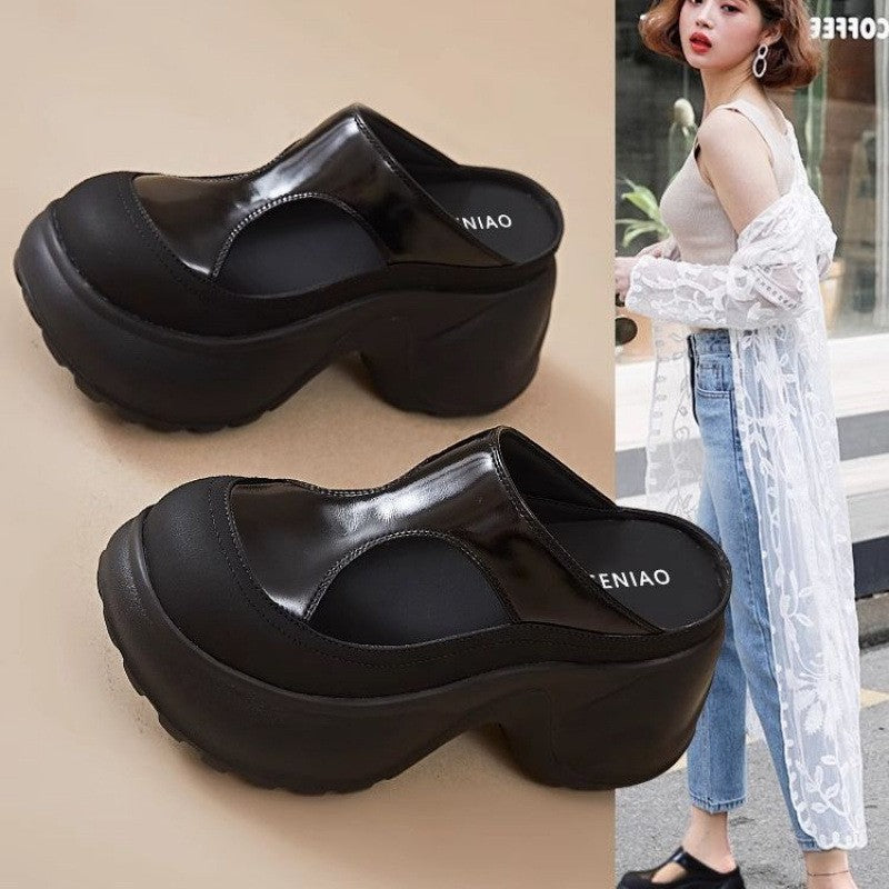 zp635-Women's summer hollowed-out height-enhancing slip-on sandals