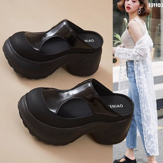 zp635-Women's summer hollowed-out height-enhancing slip-on sandals