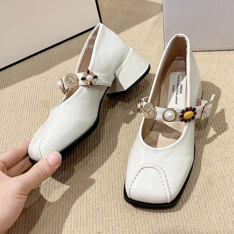 zp638-Women's elegant square toe chunky heel sandals