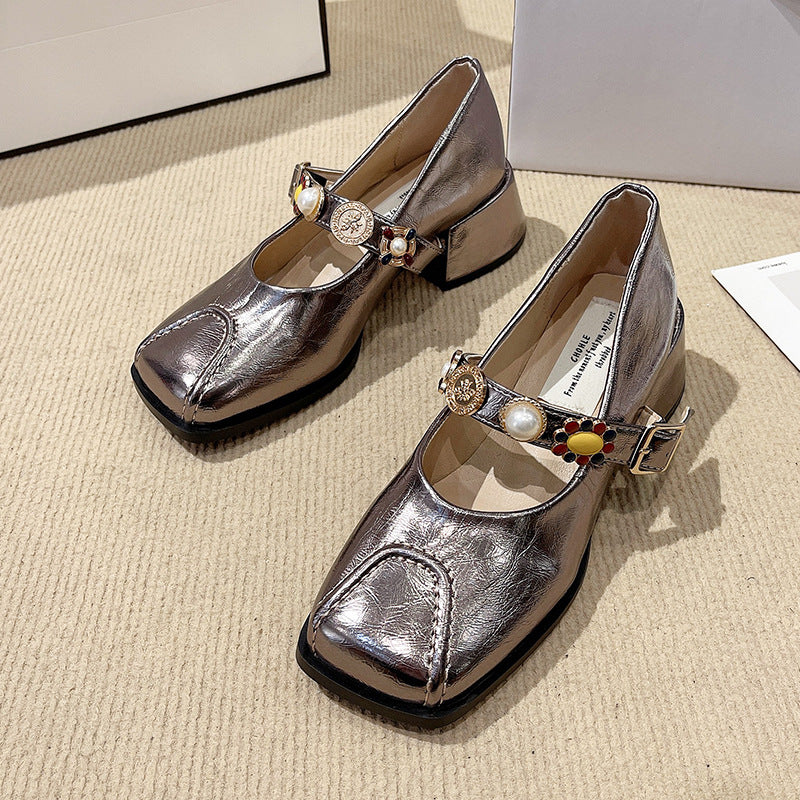 zp638-Women's elegant square toe chunky heel sandals