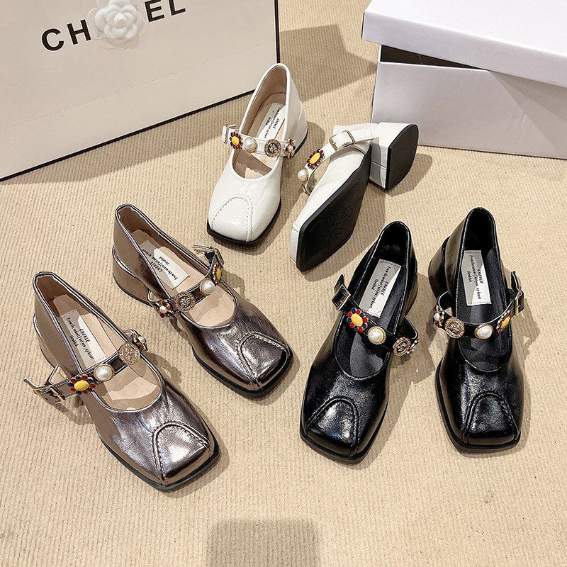 zp638-Women's elegant square toe chunky heel sandals