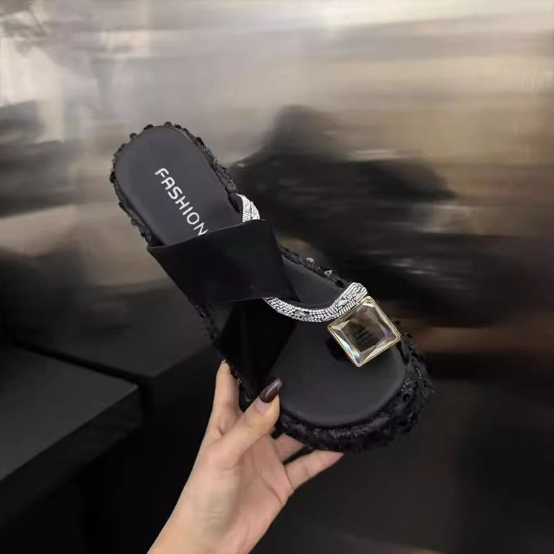 zp639-Summer Fashion Rhinestone Casual Platform Wedge Sandals