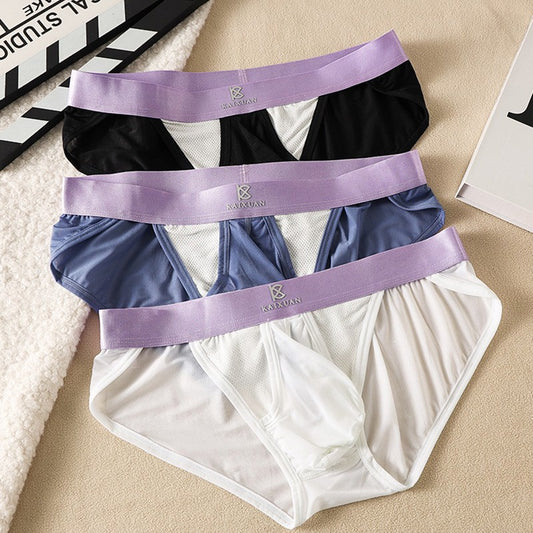 ah33-Men's summer ice silk light breathable briefs