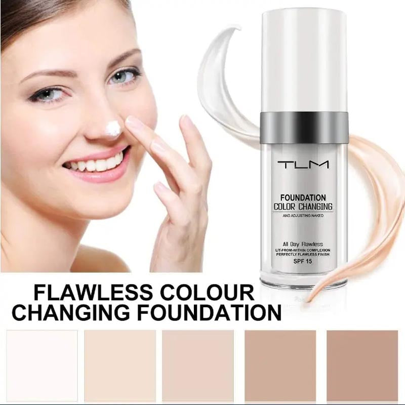 kfc05-Temperature-changing skin color foundation liquid brightens the skin and is portable and concealer liquid that lasts long and does not fade easily