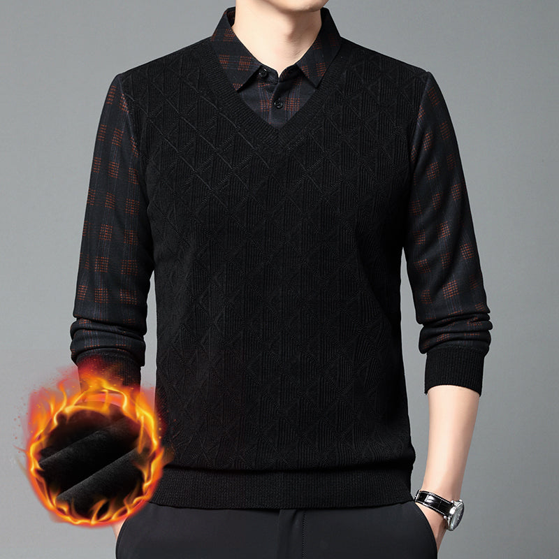 zd300-Men's winter business casual warm knitted bottoming shirt