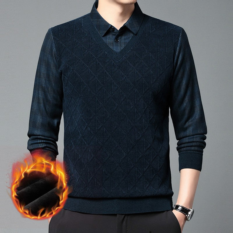 zd300-Men's winter business casual warm knitted bottoming shirt