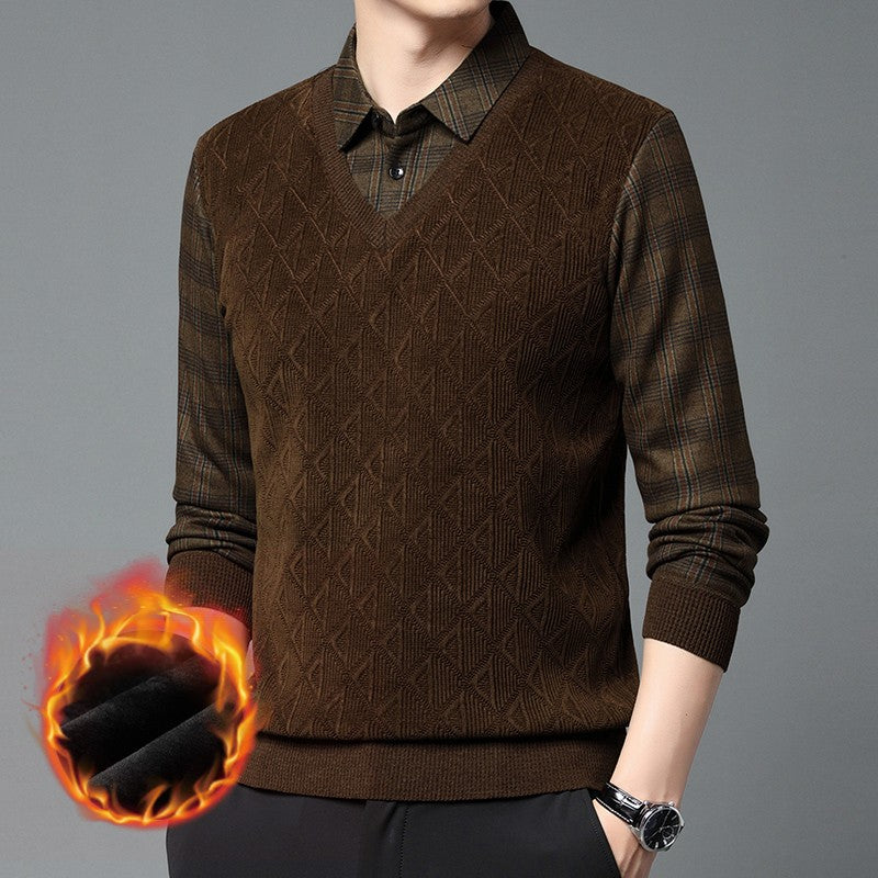 zd300-Men's winter business casual warm knitted bottoming shirt