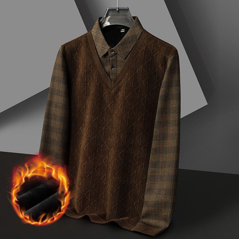 zd300-Men's winter business casual warm knitted bottoming shirt