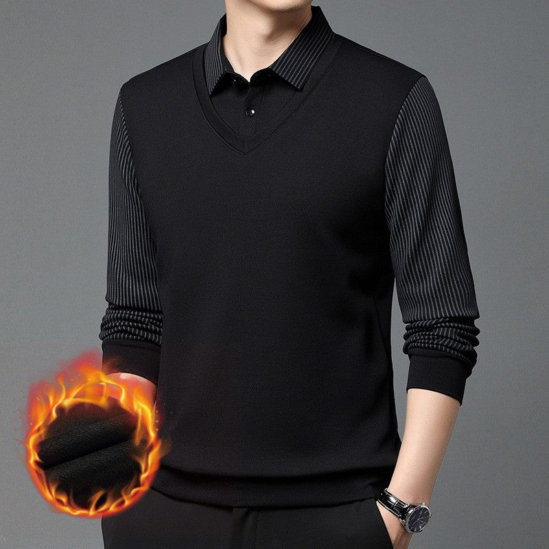 zd196-2024 men's winter velvet thickened fake two-piece long sleeves