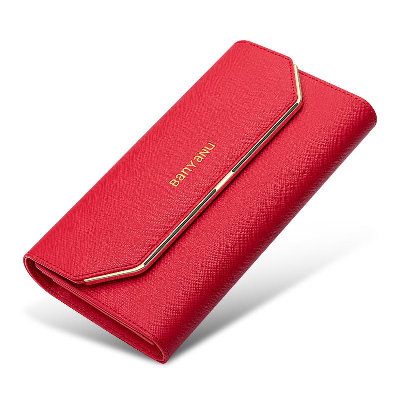 zp308-Simple and fashionable long genuine leather women's wallet