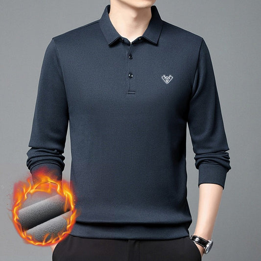 Men's winter velvet thickened long-sleeved POLO shirt