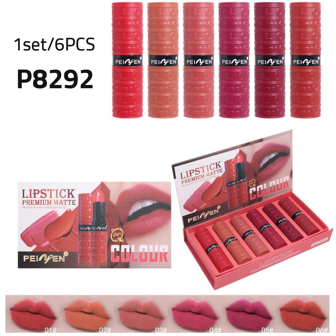 zp317-Matte lipstick set waterproof non-stick cup