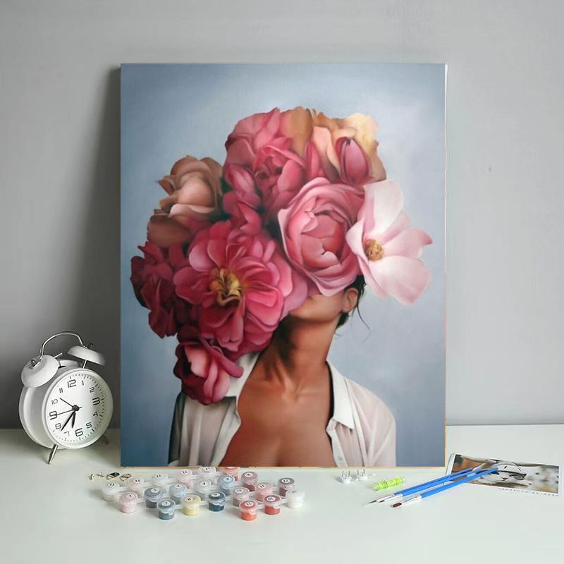 DIY Digital Oil Painting Factory Flowers and Women Series